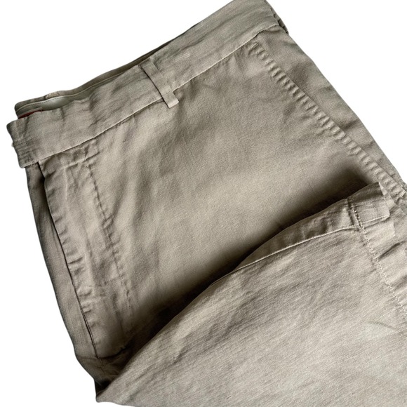 Peter Millar Mens Shorts Size 38 Khaki Beige Linen/Cotton Flat Front Casual - Picture 4 of 8